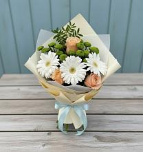 Букет цветов из:  Герберы, Розы и Хризантемы в Ныроб